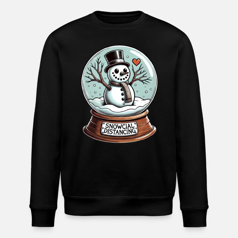 Snowcial Distancing Snowman Snow Globe - Stanley/Stella ROLLER Unisex Organic Sweatshirt - black