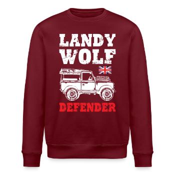 Landy Wolf Defender - Stanley/Stella Unisex Bio-Sweatshirt ROLLER - Burgunderrot - Vorne - Nik (191cm)