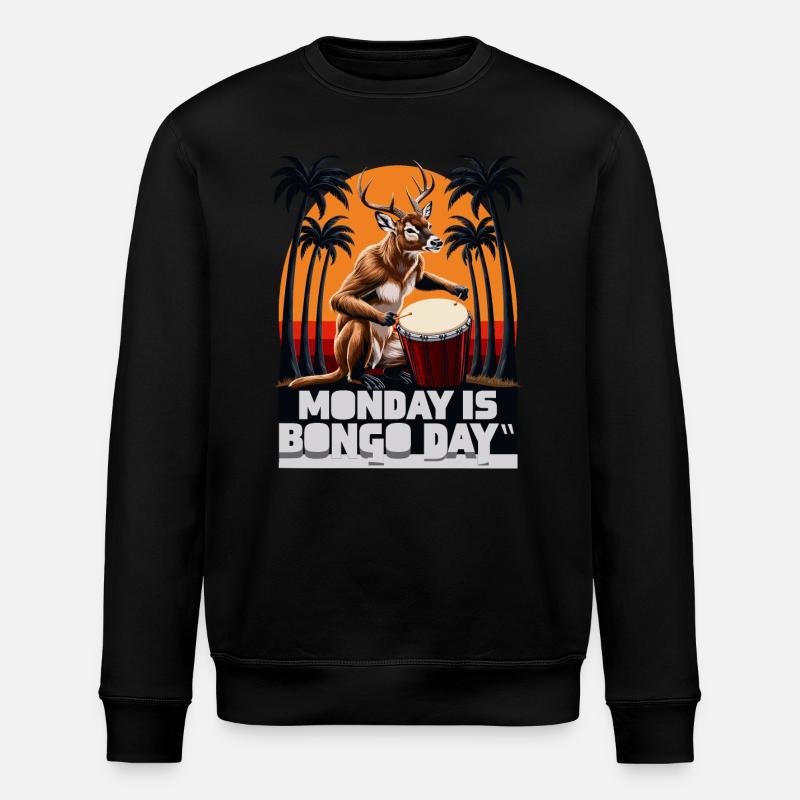 Reindeer Monkey - Stanley/Stella ROLLER Unisex Organic Sweatshirt - black