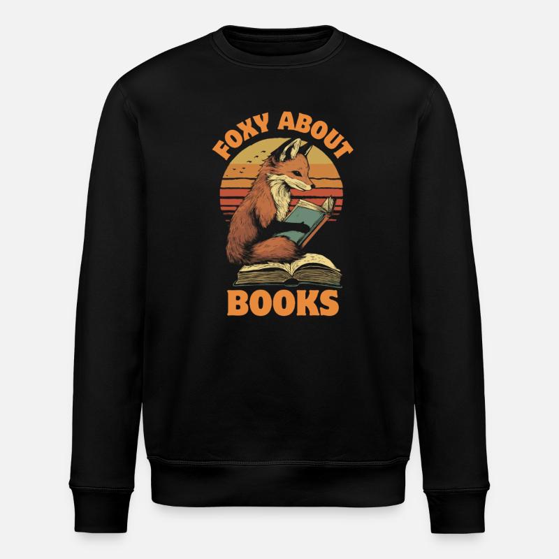 Fox with books - Stanley/Stella ROLLER Unisex Organic Sweatshirt - black