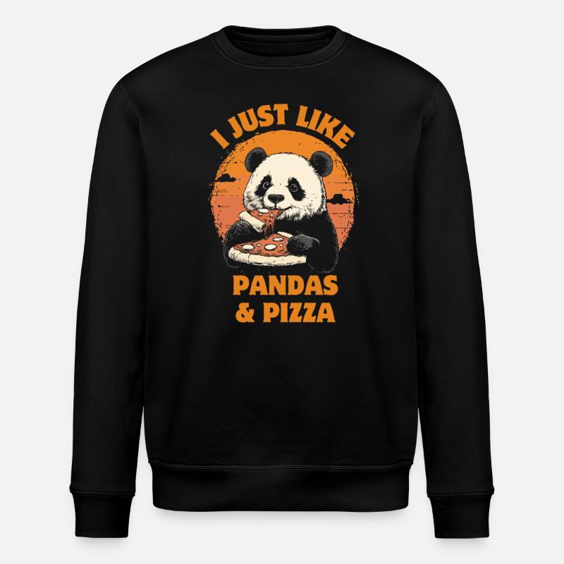 Panda mange de la pizza - Sweat bio ROLLER Stanley/Stella Unisexe - noir