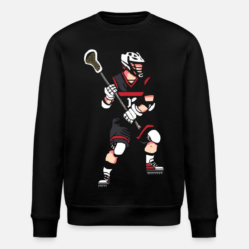Lacrosse Player Pixel - Stanley/Stella ROLLER Unisex Organic Sweatshirt - black