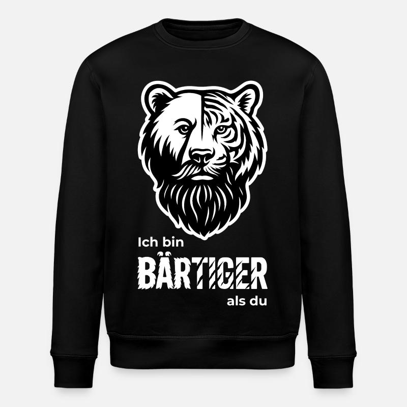 BEARDED Bear & Tiger Beard Pun - Stanley/Stella ROLLER Unisex Organic Sweatshirt - black