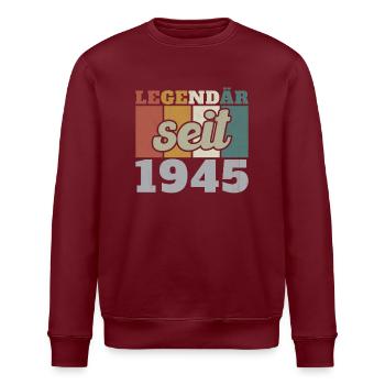 Legendär seit 1945 Vintage - Stanley/Stella Unisex Bio-Sweatshirt ROLLER - Burgunderrot - Vorne - Nik (191cm)