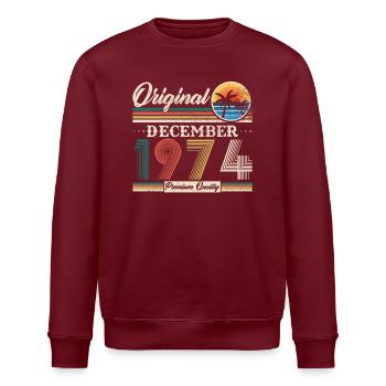 Dezember 1974 Vintage Retro Geburtstagsgeschenk - Stanley/Stella Unisex Bio-Sweatshirt ROLLER - Burgunderrot - Vorne - Nik (191cm)
