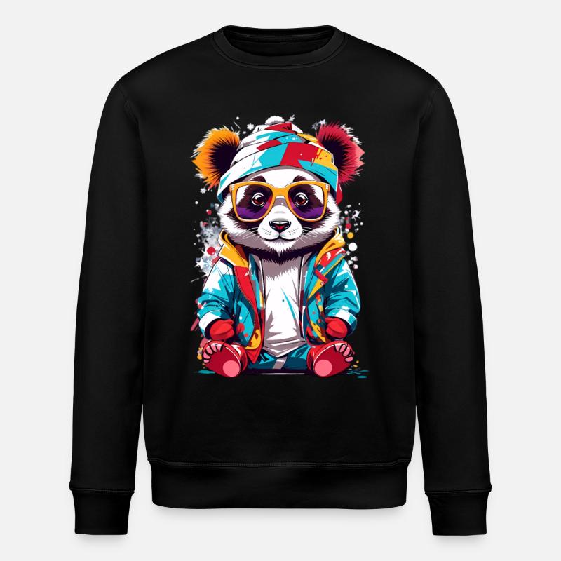 Coole Panda - Stanley/Stella Unisex Bio-Sweatshirt ROLLER - Schwarz