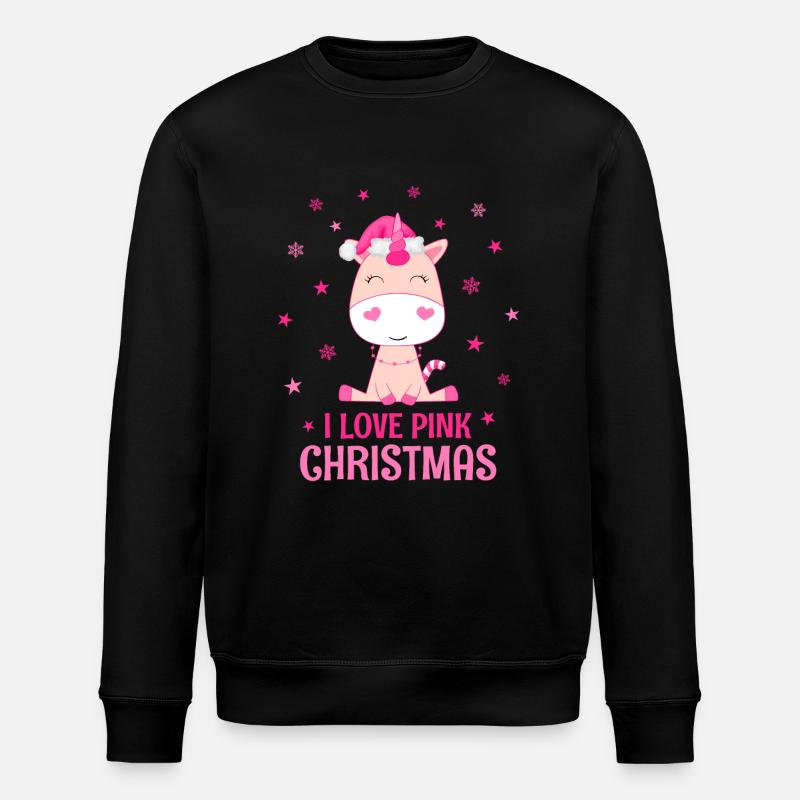 Weihnachten Einhorn liebe pinke Weihnachten - Stanley/Stella Unisex Bio-Sweatshirt ROLLER - Schwarz