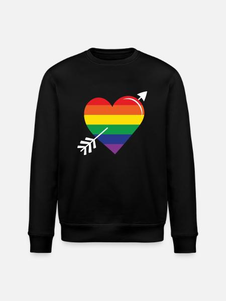 Arrow Rainbow Heart Pride - Stanley/Stella ROLLER Unisex Organic Sweatshirt - black