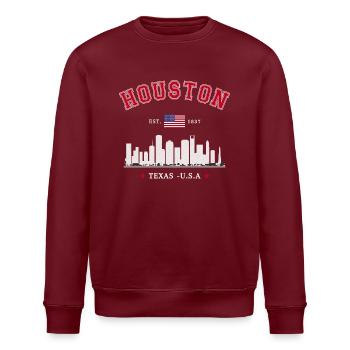 Houston, Texas, Est, 1837 - Stanley/Stella Unisex Bio-Sweatshirt ROLLER - Burgunderrot - Vorne - Nik (191cm)