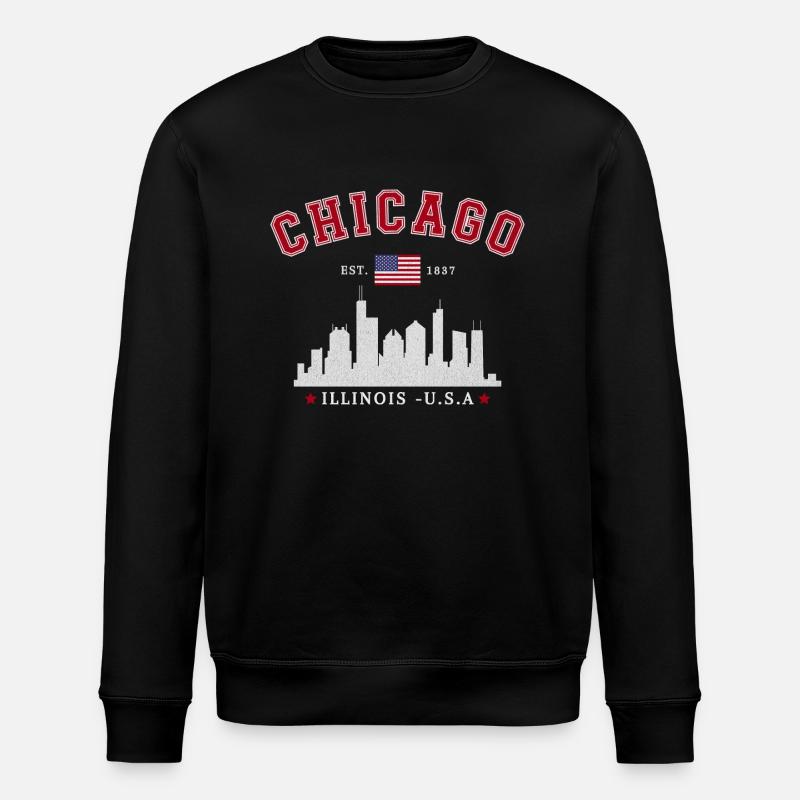 Chicago Illinois Est 1837 - Stanley/Stella ROLLER Unisex Organic Sweatshirt - black
