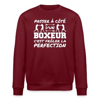 Perfection Boxeur Humour Boxe Homme - Sweat bio ROLLER Stanley/Stella Unisexe - bordeaux - Devant - Nik (191cm)
