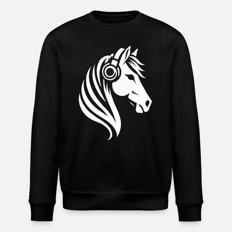 Melodisches Pferdeportrait - Stanley/Stella Unisex Bio-Sweatshirt ROLLER - Schwarz