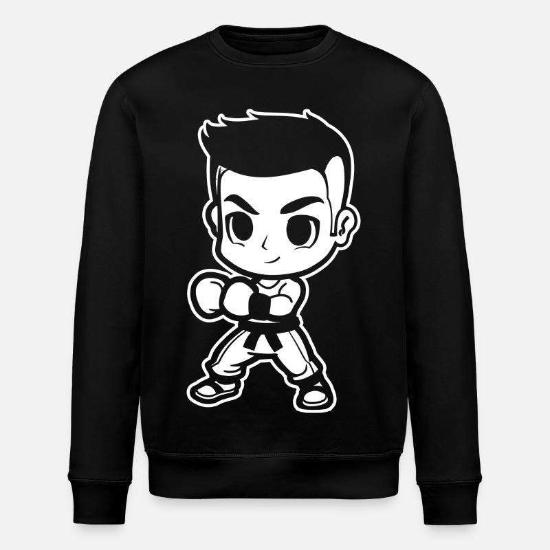 Cartoon Kickboxer - Stanley/Stella ROLLER Unisex Organic Sweatshirt - black