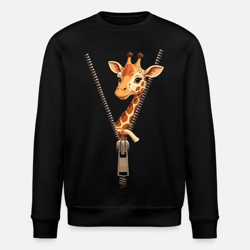 Girafe amusante avec fermeture éclair - Sweat bio ROLLER Stanley/Stella Unisexe - noir