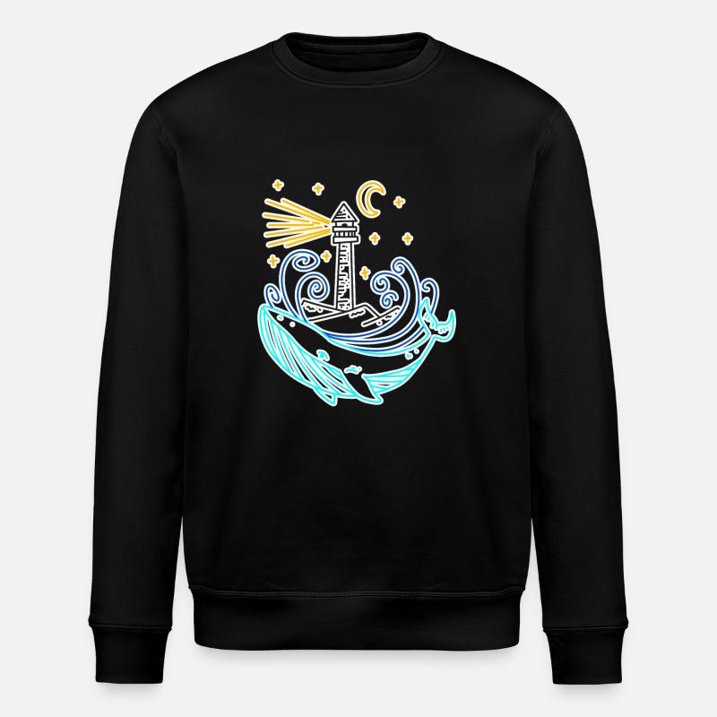 Lighthouse Coast Lake Sea - Stanley/Stella ROLLER Unisex Organic Sweatshirt - black