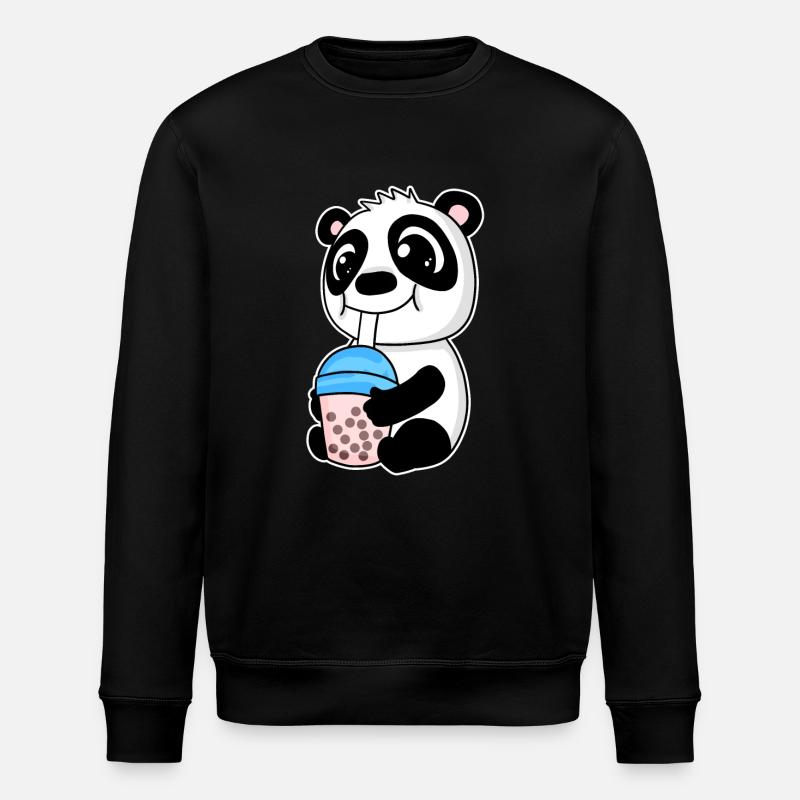 Bubble Tea Panda - Stanley/Stella ROLLER Unisex Organic Sweatshirt - black
