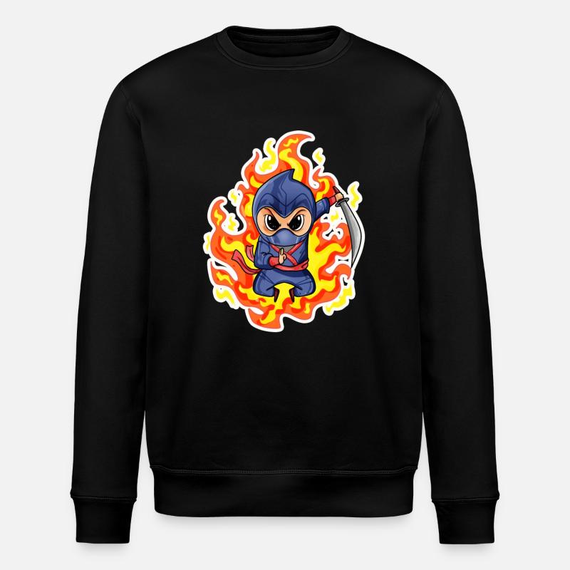 Ninja Fire Red - Stanley/Stella ROLLER Unisex Organic Sweatshirt - black