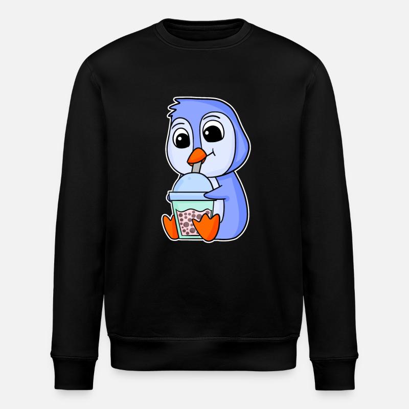 Penguin Bubble tea Motif - Stanley/Stella ROLLER Unisex Organic Sweatshirt - black