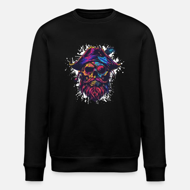Pirate Skull - Stanley/Stella ROLLER Unisex Organic Sweatshirt - black