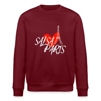Salsa Paris white Danceshirt - Stanley/Stella Unisex Bio-Sweatshirt ROLLER - Burgunderrot - Vorne - Nik (191cm)
