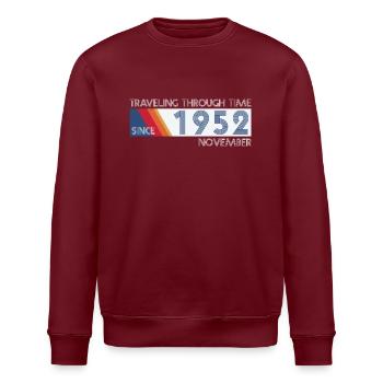 Funny Zeitreise Geburtstags Design November 1952 - Stanley/Stella Unisex Bio-Sweatshirt ROLLER - Burgunderrot - Vorne - Nik (191cm)