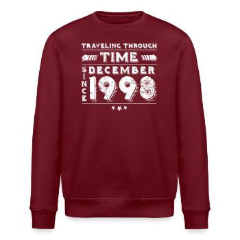 Vintage Time Travel anniversaire Design décembre 1998 - Sweat bio ROLLER Stanley/Stella Unisexe - bordeaux - Devant - Nik (191cm)