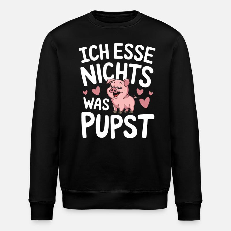 Schwein Tier - Stanley/Stella Unisex Bio-Sweatshirt ROLLER - Schwarz