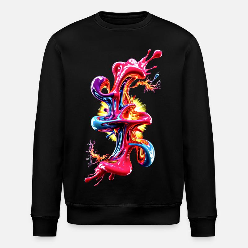 Fluide d’Art Liquide Abstrait - Sweat bio ROLLER Stanley/Stella Unisexe - noir