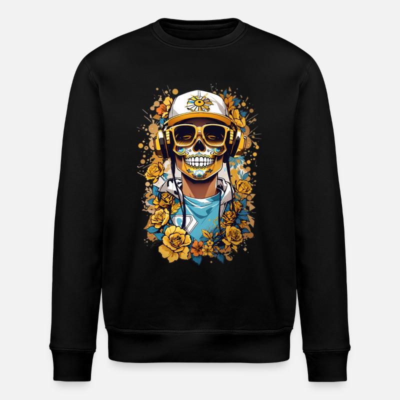 Crâne de sucre doré - Sweat bio ROLLER Stanley/Stella Unisexe - noir