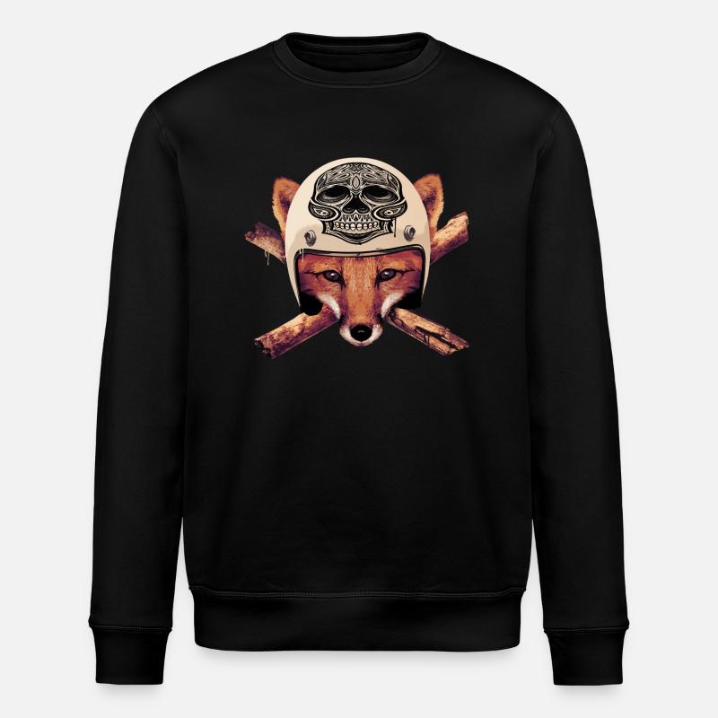 FOX-skull-head - Sweat bio ROLLER Stanley/Stella Unisexe - noir