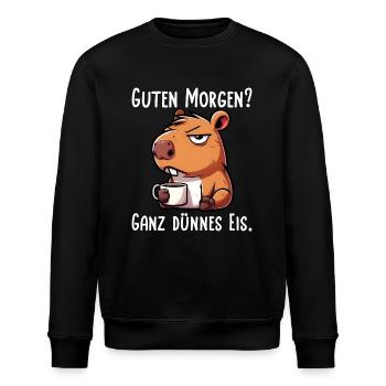 Capybara Guten Morgen Ganz Dünnes Eis - Stanley/Stella Unisex Bio-Sweatshirt ROLLER - Schwarz - Vorne - Nik (191cm)