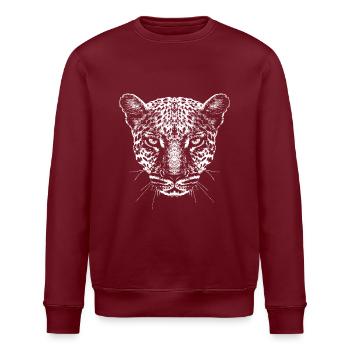 Leopard / Head / Graphic / White - Stanley/Stella ROLLER Unisex Organic Sweatshirt - burgundy - Front - Nik (191cm)