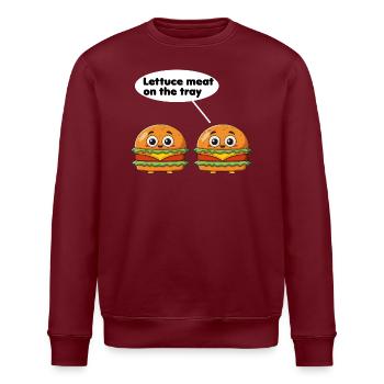 Salatfleisch auf dem Tablett lustiges Burger-Wortspiel - Stanley/Stella Unisex Bio-Sweatshirt ROLLER - Burgunderrot - Vorne - Nik (191cm)