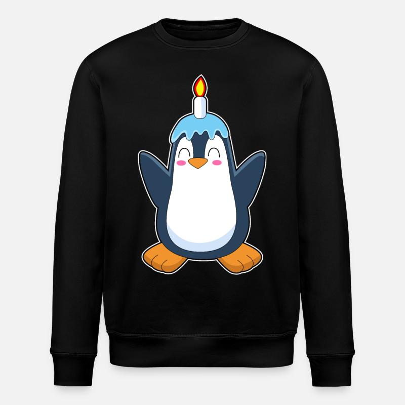 Penguin Birthday Candle - Stanley/Stella ROLLER Unisex Organic Sweatshirt - black