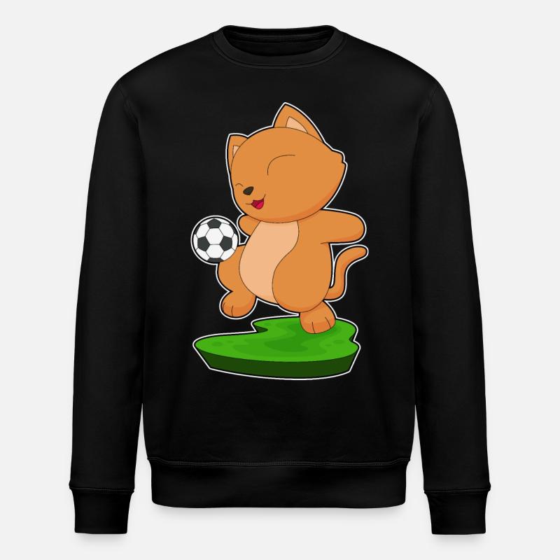 Cat Soccer Player Soccer - Stanley/Stella ROLLER Unisex Organic Sweatshirt - black