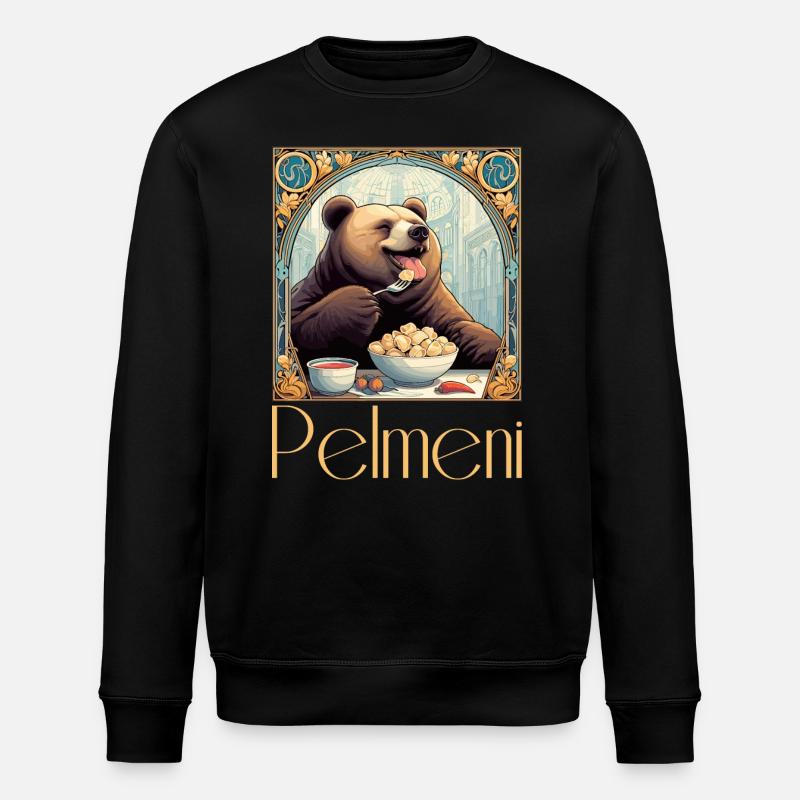 Pelmeni Bear Russian Gift - Stanley/Stella ROLLER Unisex Organic Sweatshirt - black