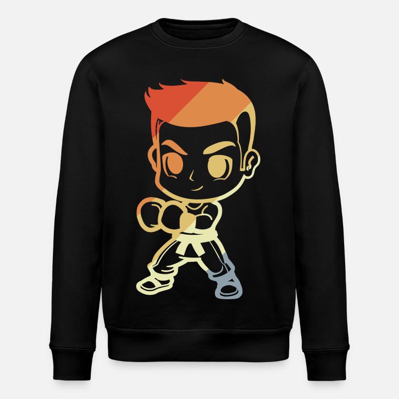 Kickboxer Junge Cartoon - Stanley/Stella Unisex Bio-Sweatshirt ROLLER - Schwarz
