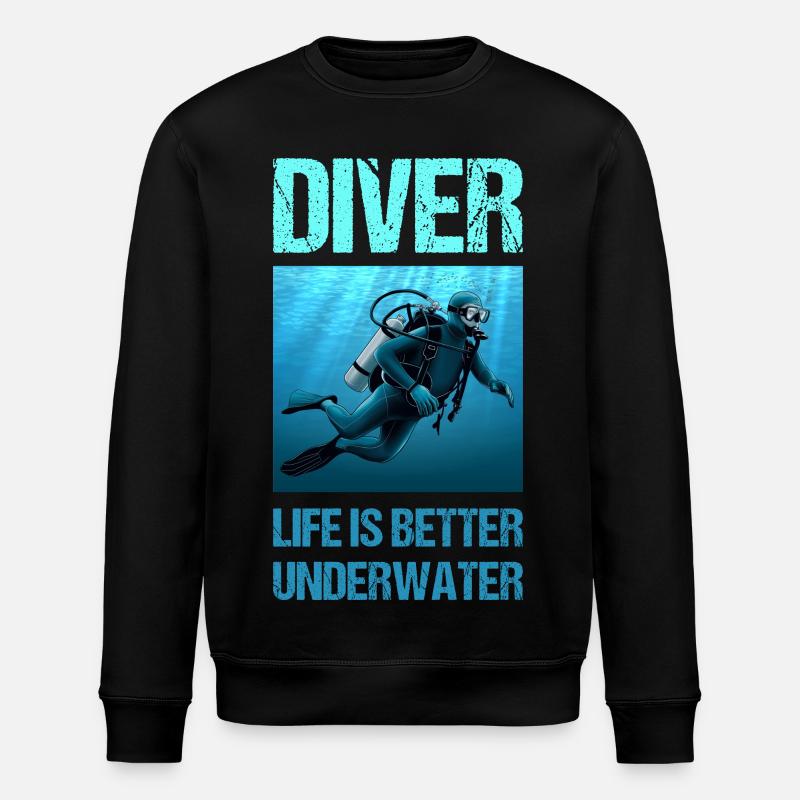 Diver life is better underwater - Stanley/Stella ROLLER Unisex Organic Sweatshirt - black