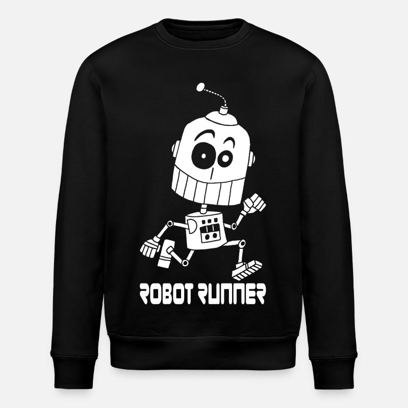 White Running Robot - Stanley/Stella ROLLER Unisex Organic Sweatshirt - black