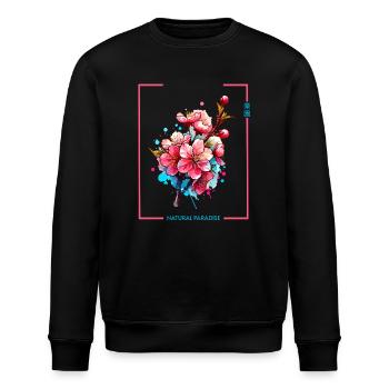 Japan Kirschblüte Minimalistisch Aquarell - Stanley/Stella Unisex Bio-Sweatshirt ROLLER - Schwarz - Vorne - Nik (191cm)