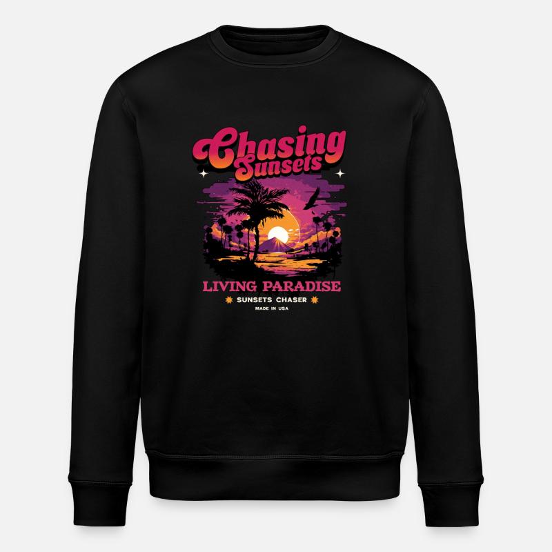 Sunset Paradise Statement Retro - Stanley/Stella ROLLER Unisex Organic Sweatshirt - black