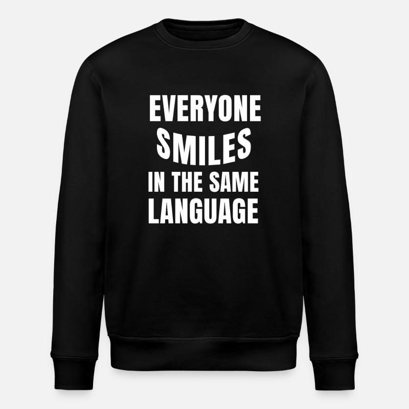 Smiling connects statement humanity - Stanley/Stella ROLLER Unisex Organic Sweatshirt - black