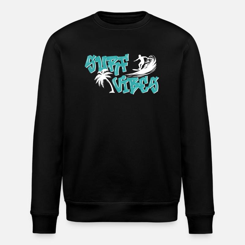Surf Vibes - Men / Boys - Stanley/Stella ROLLER Unisex Organic Sweatshirt - black