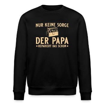 Der Papa repariert das schon - Handwerker - Stanley/Stella Unisex Bio-Sweatshirt ROLLER - Schwarz - Vorne - Nik (191cm)