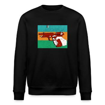Waffe - Pistole - Revolver - Stanley/Stella Unisex Bio-Sweatshirt ROLLER - Schwarz - Vorne - Nik (191cm)