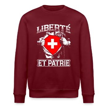 Liberté et Patrie - Schweiz - Sweat bio ROLLER Stanley/Stella Unisexe - bordeaux - Devant - Nik (191cm)