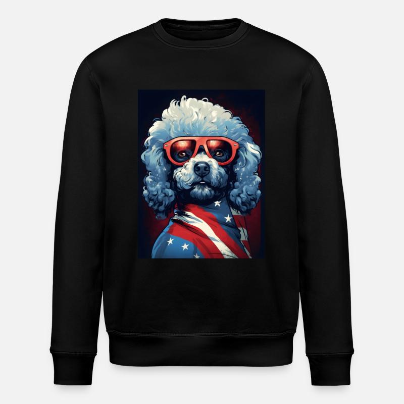 Cool Poodle with Sunglasses - Stanley/Stella ROLLER Unisex Organic Sweatshirt - black