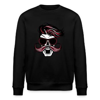 tete de mort hipster fantaisie punk coiffure moust - Stanley/Stella Unisex Bio-Sweatshirt ROLLER - Schwarz - Vorne - Nik (191cm)