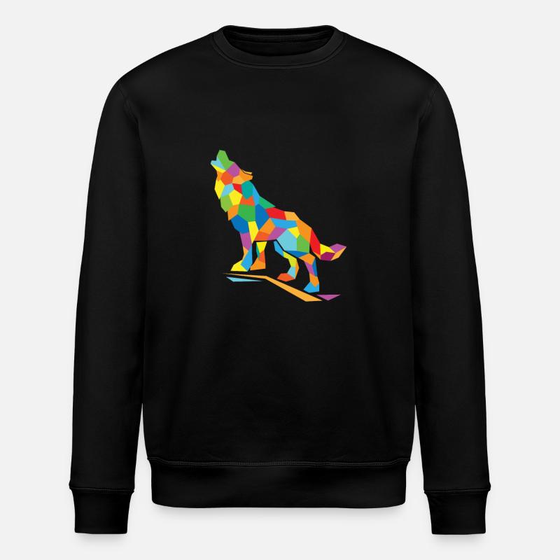 Wolf Polygon - Stanley/Stella Unisex Bio-Sweatshirt ROLLER - Schwarz