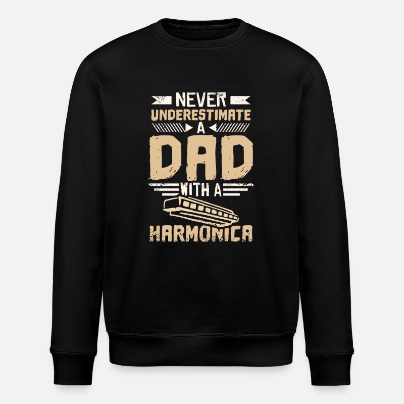 Mundharmonika Papa - Stanley/Stella Unisex Bio-Sweatshirt ROLLER - Schwarz